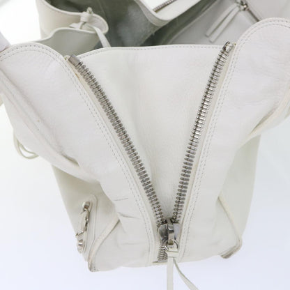 Balenciaga Paper Hand Bag Leather White 432596 Auth bs7729