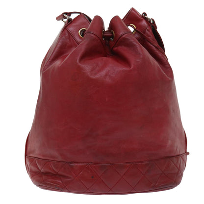 Chanel Chain Shoulder Bag Lamb Skin Red CC Auth bs
