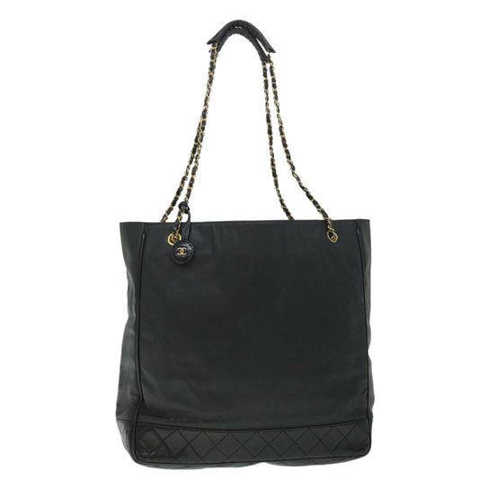 Chanel Chain Shoulder Bag PVC Leather Black CC Auth bs