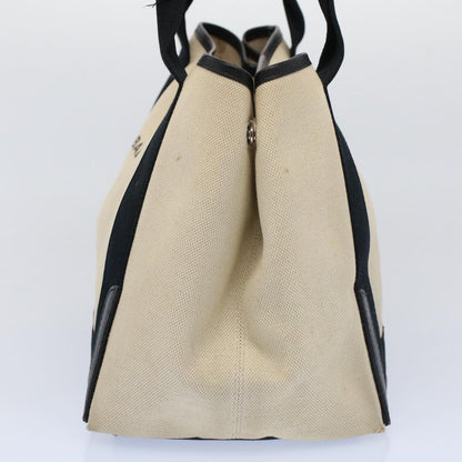 Balenciaga Tote Bag Canvas Leather Beige Black Auth bs8120
