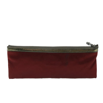 Burberry Clutch Bag Satin Red Auth bs8238