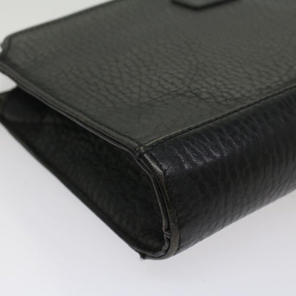 BurberrySs Clutch Bag Leather Black Auth bs8538