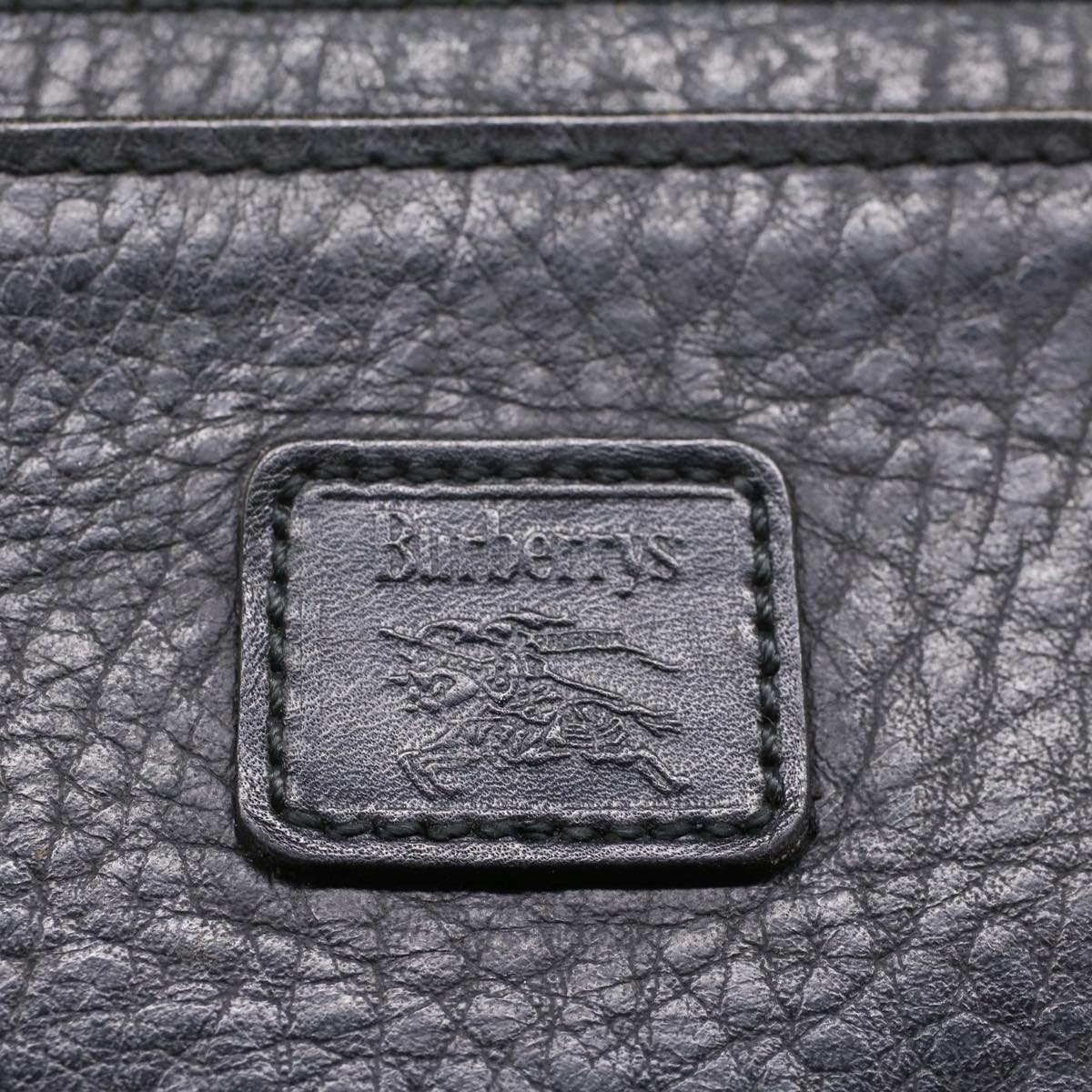 BurberrySs Clutch Bag Leather Black Auth bs8538