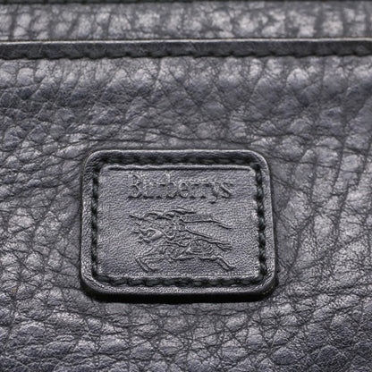 BurberrySs Clutch Bag Leather Black Auth bs8538