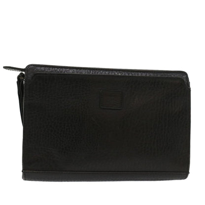 BurberrySs Clutch Bag Leather Black Auth bs8538