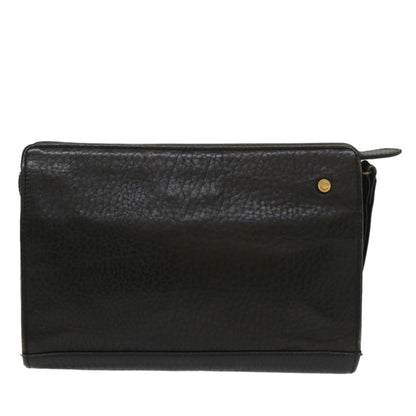 BurberrySs Clutch Bag Leather Black Auth bs8538