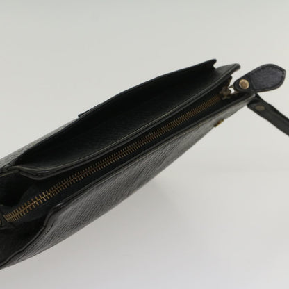 BurberrySs Clutch Bag Leather Black Auth bs8538