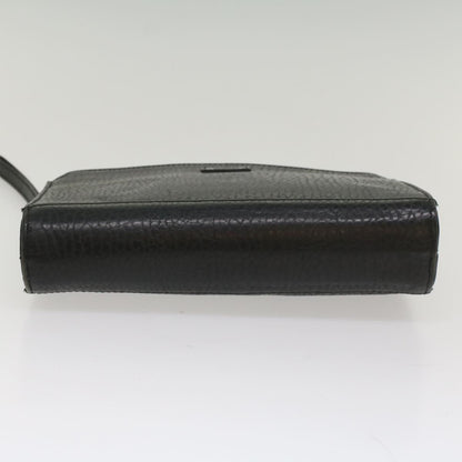 BurberrySs Clutch Bag Leather Black Auth bs8538