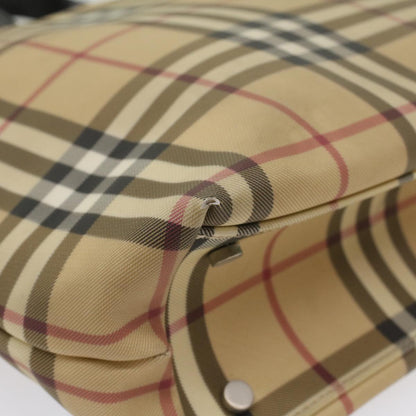 Burberry Nova Check Tote Bag PVC Leather Beige Auth bs8543