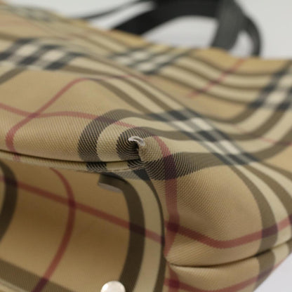 Burberry Nova Check Tote Bag PVC Leather Beige Auth bs8543