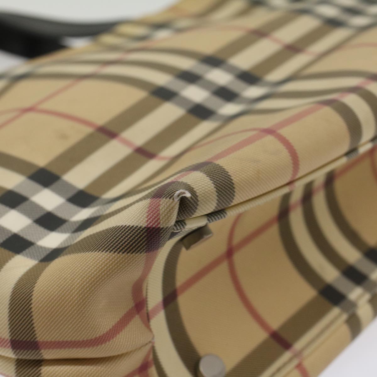Burberry Nova Check Tote Bag PVC Leather Beige Auth bs8543