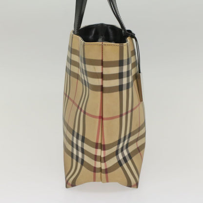 Burberry Nova Check Tote Bag PVC Leather Beige Auth bs8543