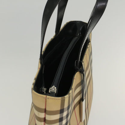 Burberry Nova Check Tote Bag PVC Leather Beige Auth bs8543