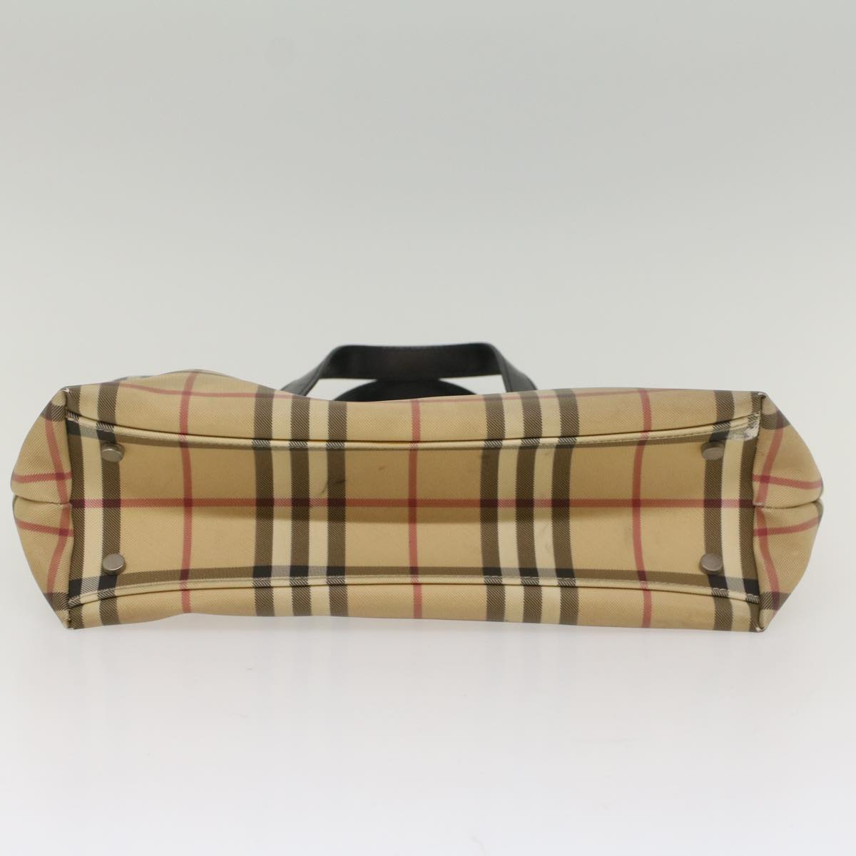 Burberry Nova Check Tote Bag PVC Leather Beige Auth bs8543