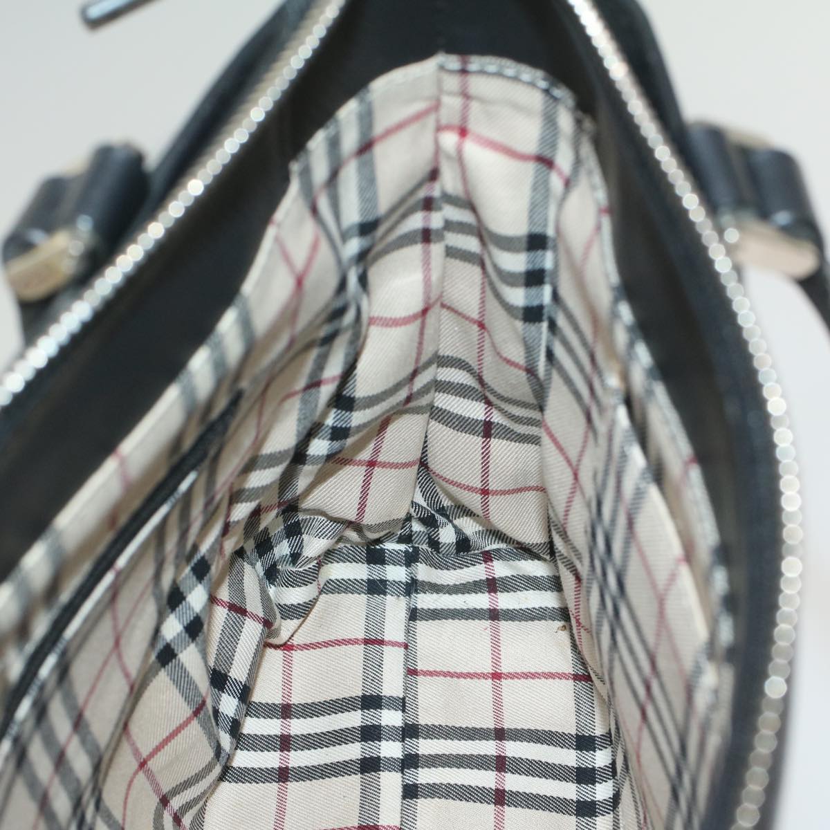 Burberry Tote Bag Leather Black Auth bs8728