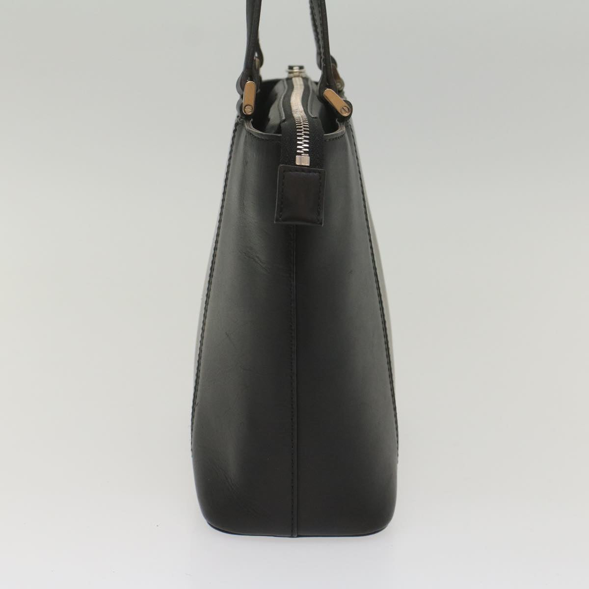 Burberry Tote Bag Leather Black Auth bs8728