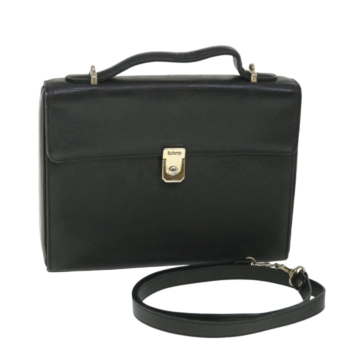 BurberrySs Hand Bag Leather 2way Black Auth bs8729