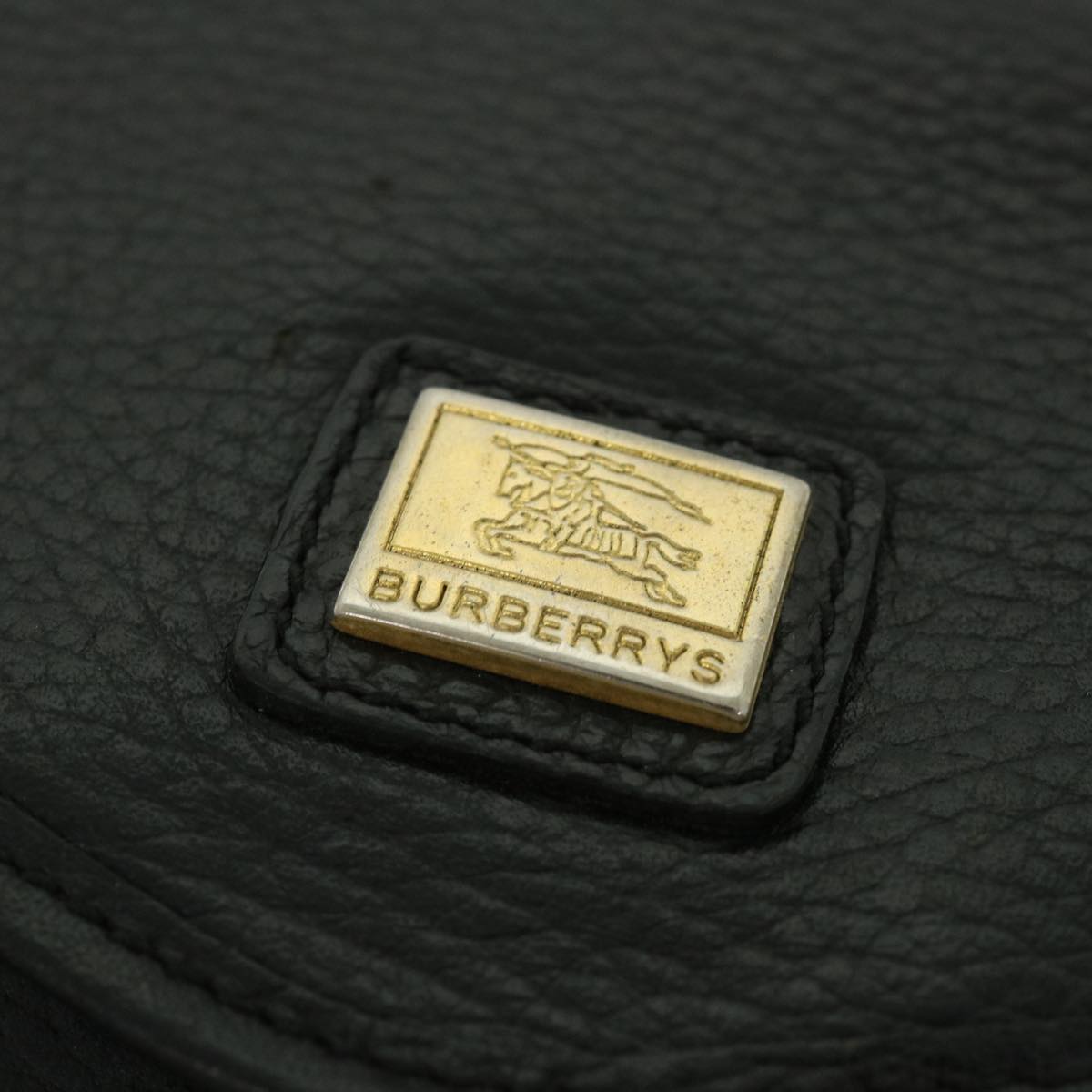 BurberrySs Clutch Bag Leather Black Auth bs8730
