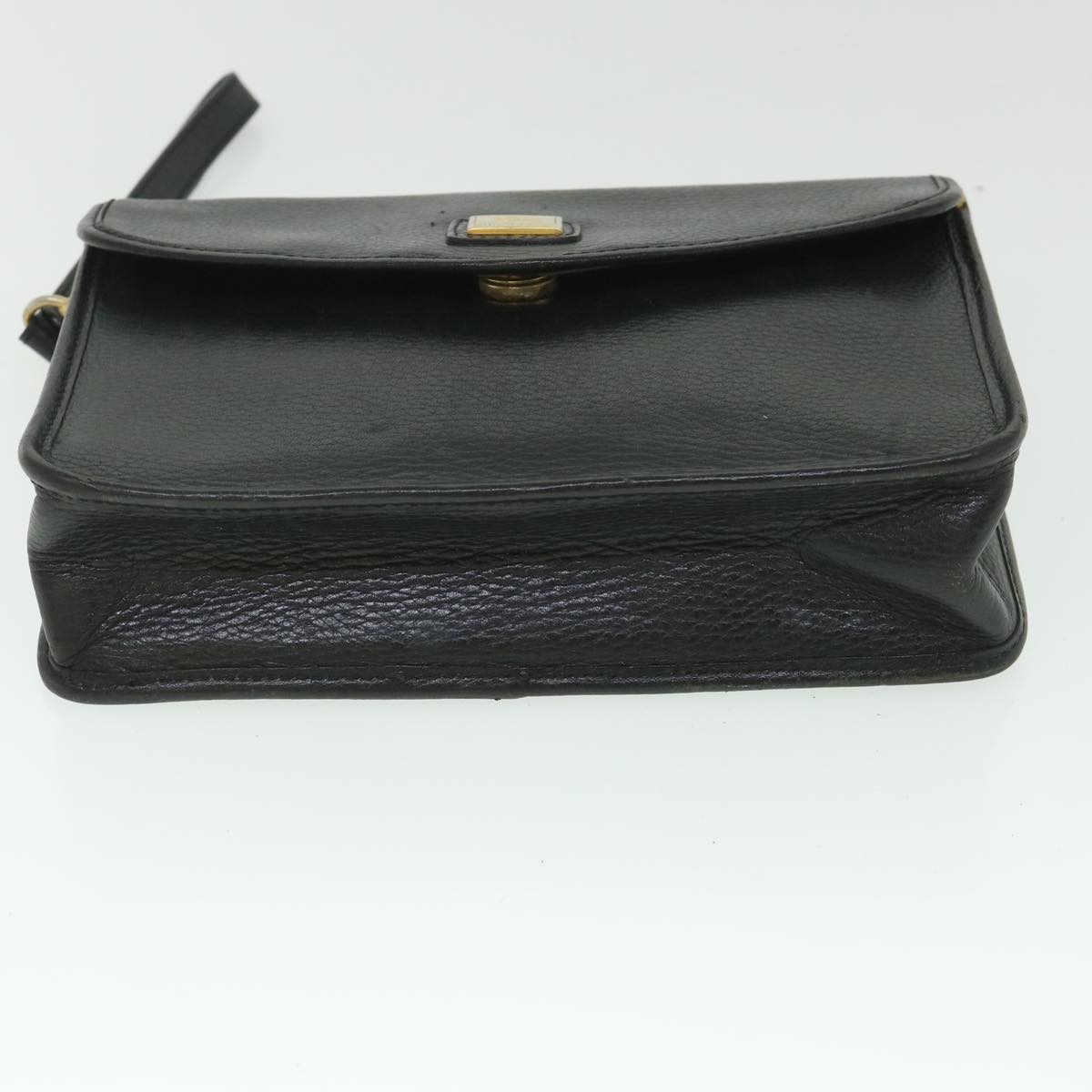 BurberrySs Clutch Bag Leather Black Auth bs8730