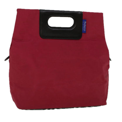 BurberrySs Nova Check Blue Label Hand Bag Nylon Red Gray Auth bs8760