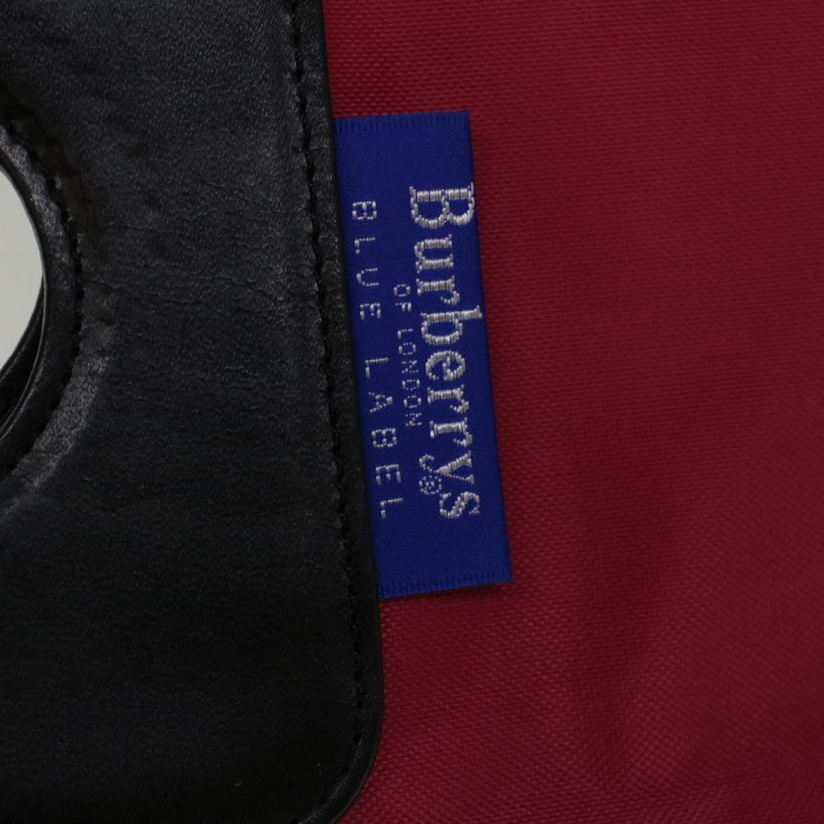 BurberrySs Nova Check Blue Label Hand Bag Nylon Red Gray Auth bs8760