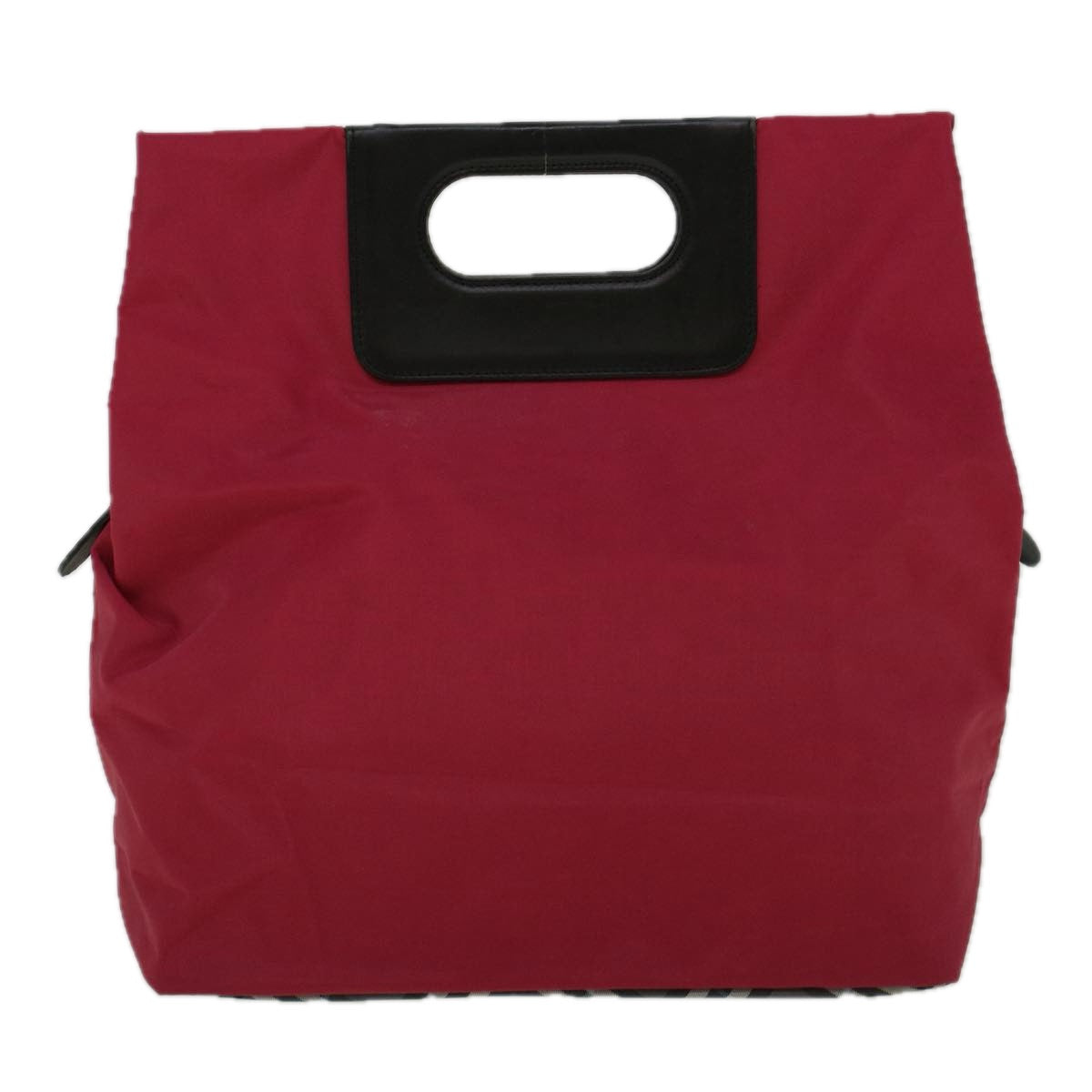 BurberrySs Nova Check Blue Label Hand Bag Nylon Red Gray Auth bs8760