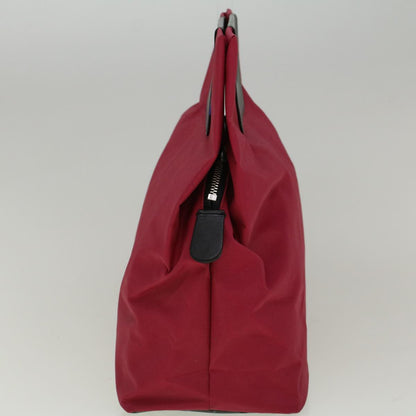 BurberrySs Nova Check Blue Label Hand Bag Nylon Red Gray Auth bs8760