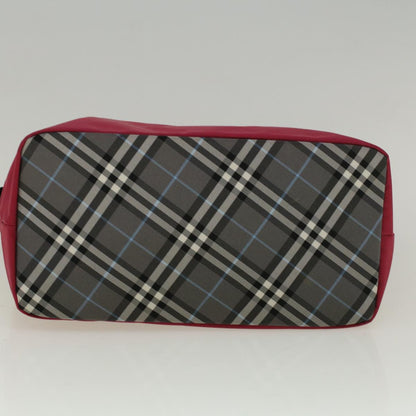 BurberrySs Nova Check Blue Label Hand Bag Nylon Red Gray Auth bs8760