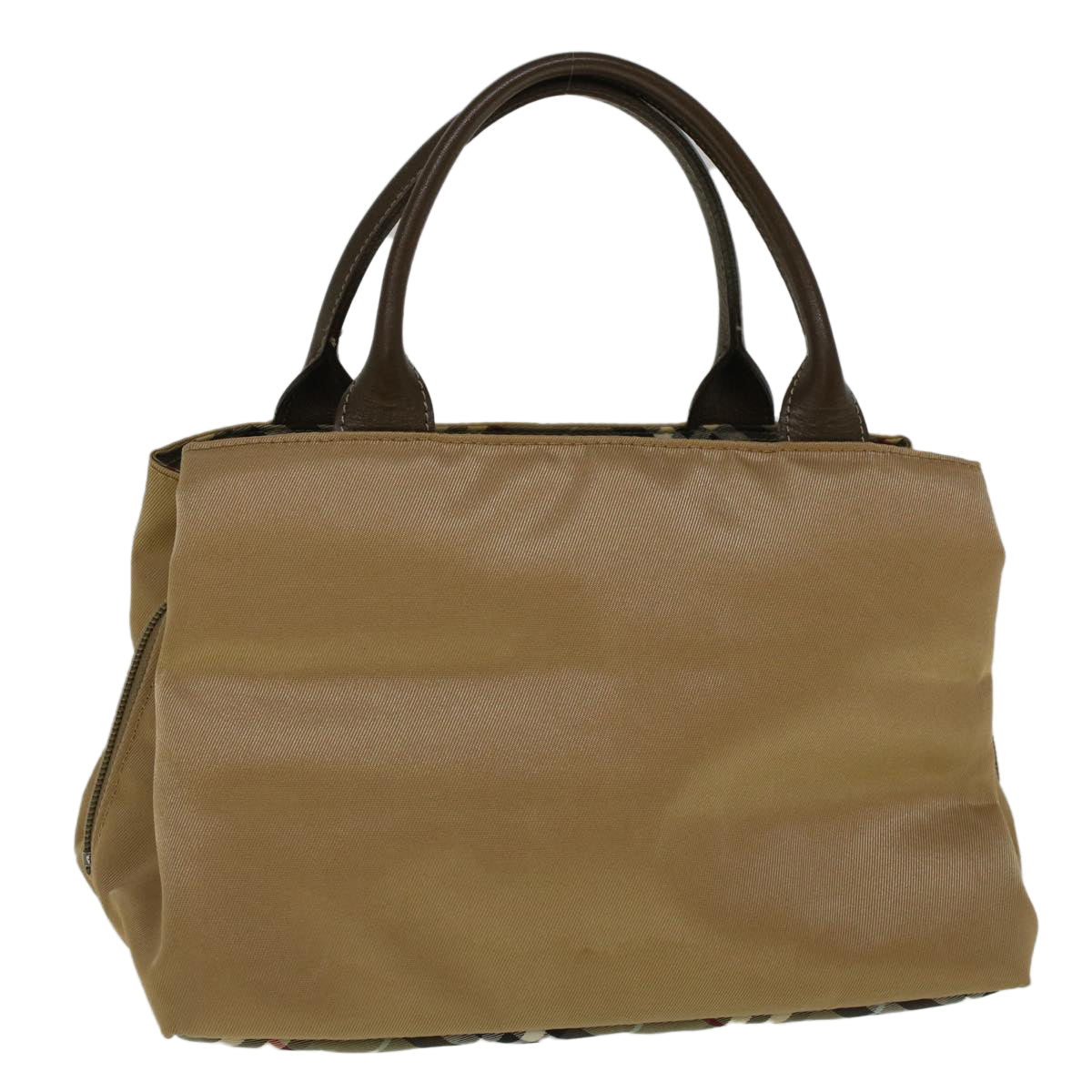 Burberry Blue Label Hand Bag Nylon Beige Auth bs8792
