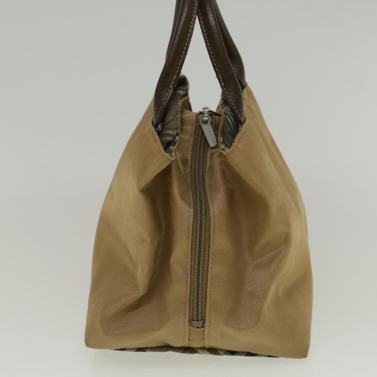 Burberry Blue Label Hand Bag Nylon Beige Auth bs8792