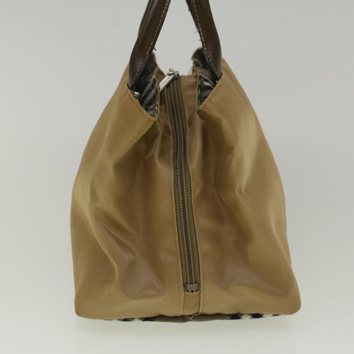 Burberry Blue Label Hand Bag Nylon Beige Auth bs8792