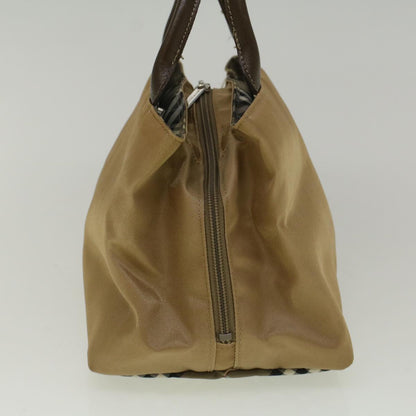 Burberry Blue Label Hand Bag Nylon Beige Auth bs8792