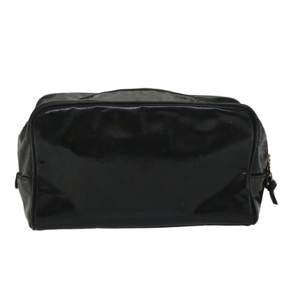 Chanel Clutch Bag Patent leather Black CC Auth bs
