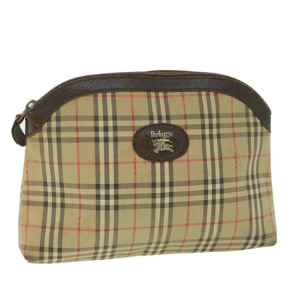 BurberrySs Nova Check Clutch Bag Canvas Nylon Beige Auth bs9050
