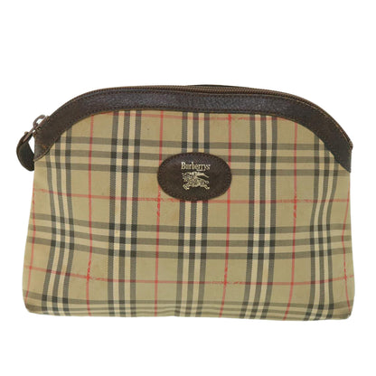 BurberrySs Nova Check Clutch Bag Canvas Nylon Beige Auth bs9050