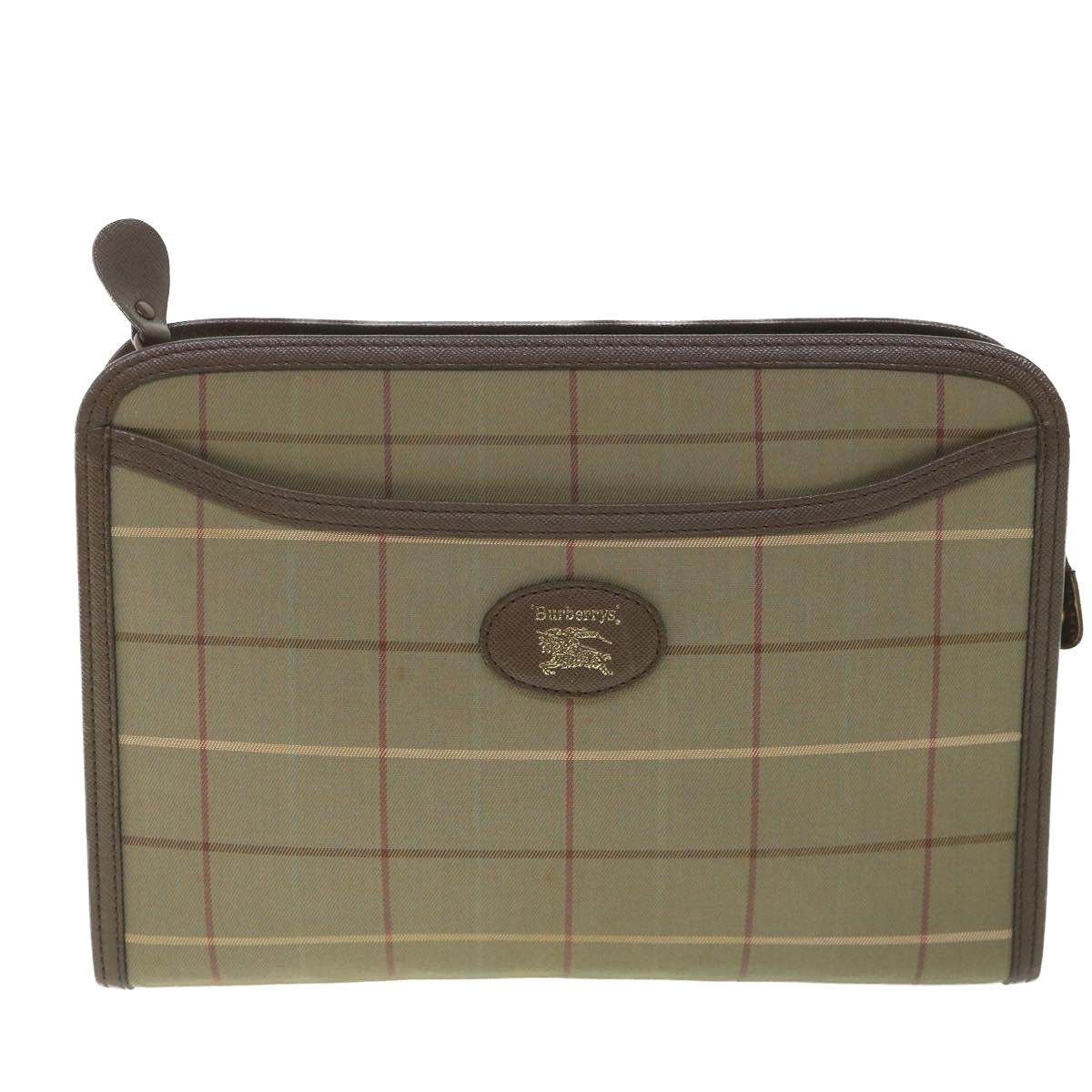 BURBERRYSs Nova Check Clutch Bag Nylon Canvas Brown Auth bs9091