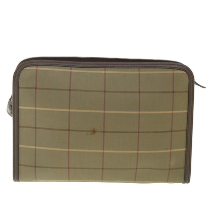 BURBERRYSs Nova Check Clutch Bag Nylon Canvas Brown Auth bs9091