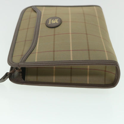 BURBERRYSs Nova Check Clutch Bag Nylon Canvas Brown Auth bs9091