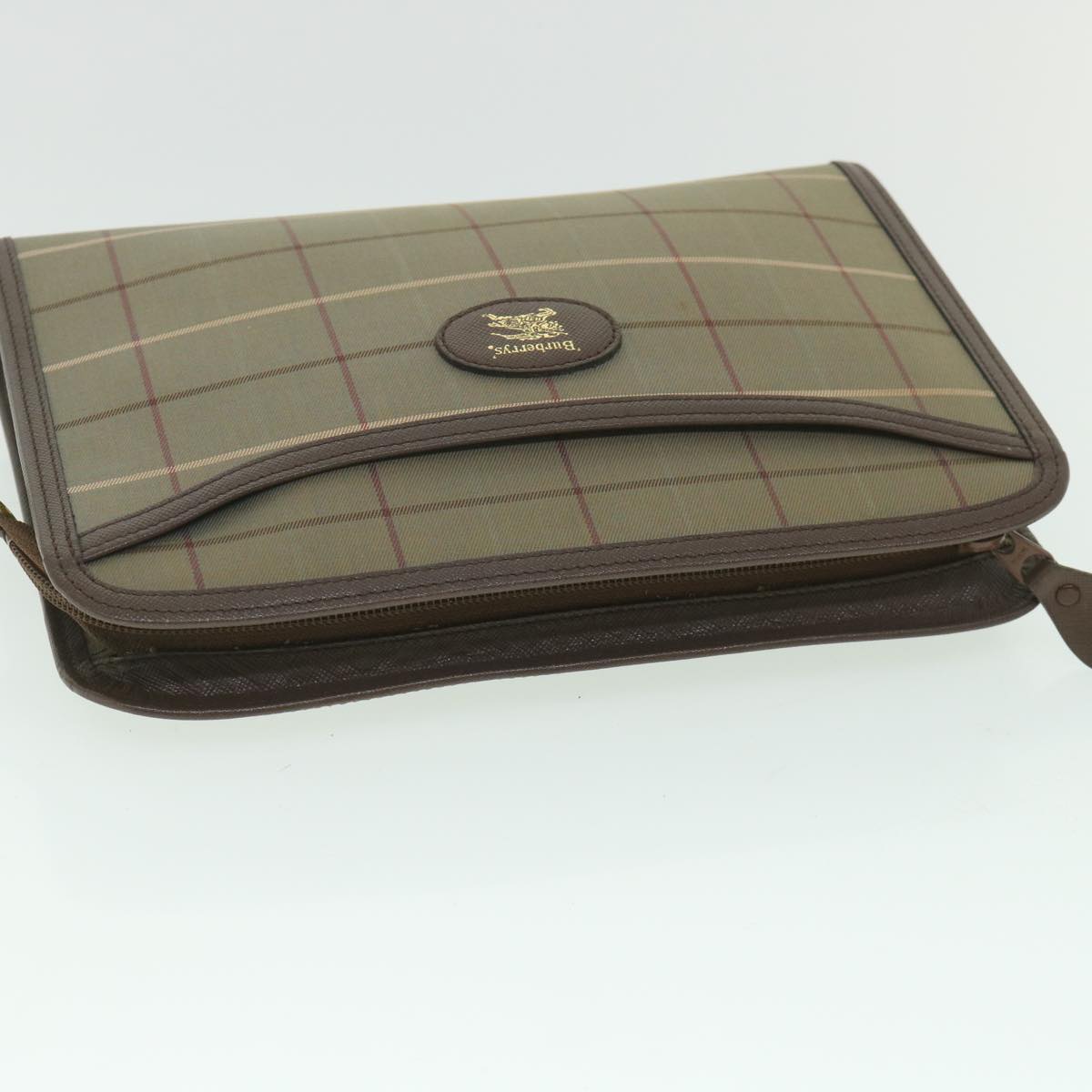 BURBERRYSs Nova Check Clutch Bag Nylon Canvas Brown Auth bs9091