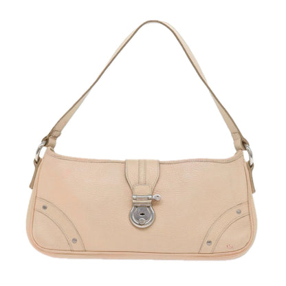 Burberry Shoulder Bag Leather Beige T-04-02 Auth bs9232