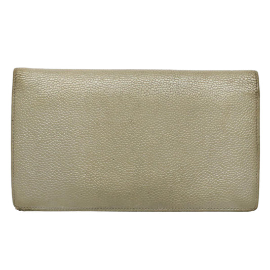 CHANEL Wallet Caviar Skin Silver CC Auth bs9534