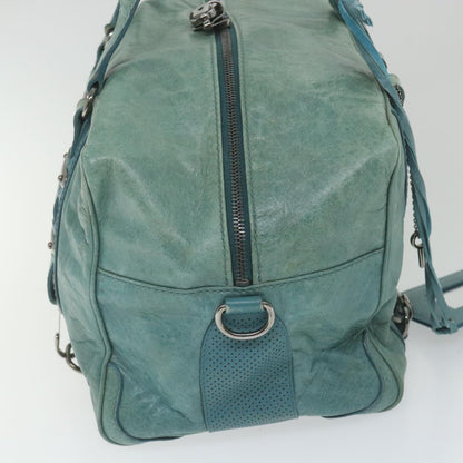 Balenciaga Boston Bag Leather Light Blue Auth bs9730