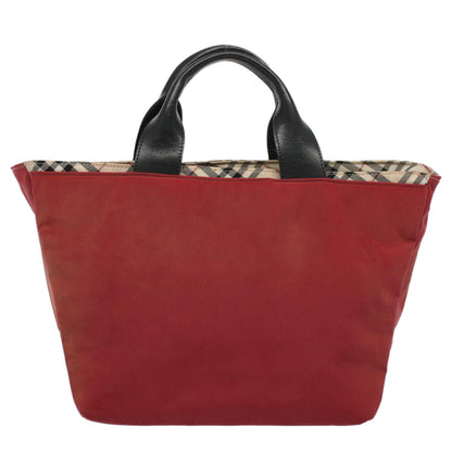 BURBERRY Nova Check Blue Label Tote Bag Nylon Red Auth bs9767