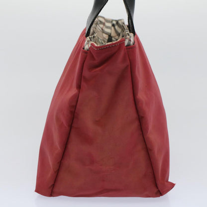 BURBERRY Nova Check Blue Label Tote Bag Nylon Red Auth bs9767