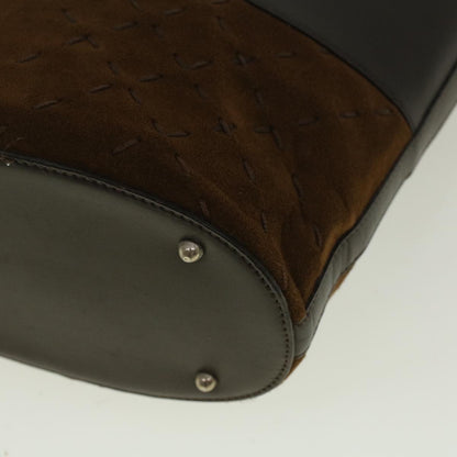 Burberry Tote Bag Suede Leather Brown Auth bs9812