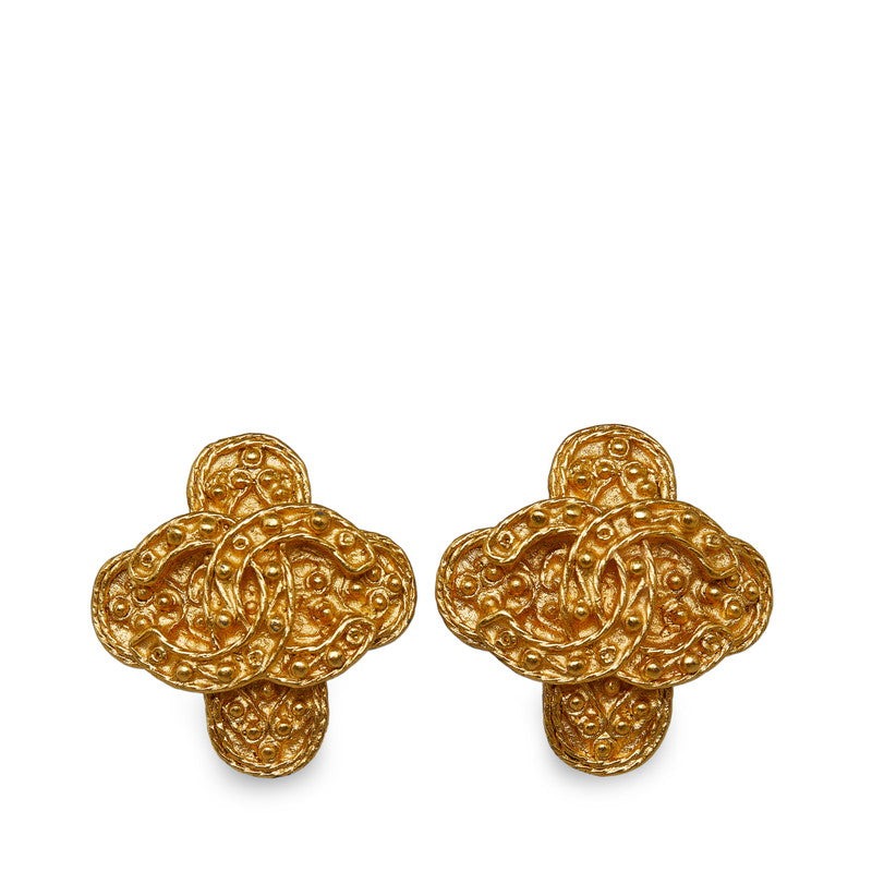 Chanel Gold Plated Coco Mark Cross Earrings 94A