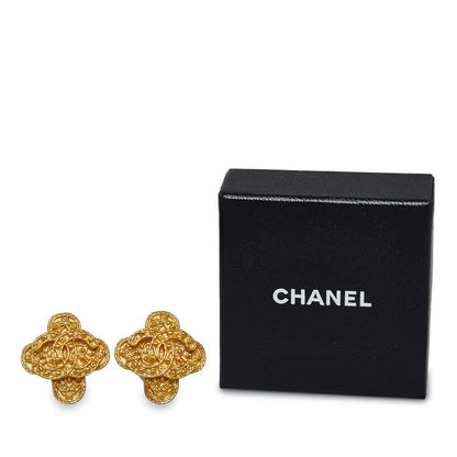 Chanel Gold Plated Coco Mark Cross Earrings 94A