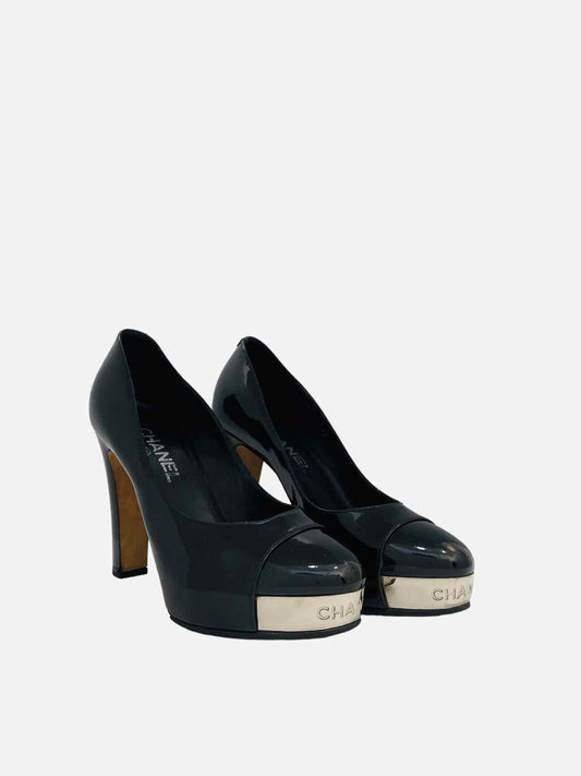 CHANEL Black Cap Toe Pumps