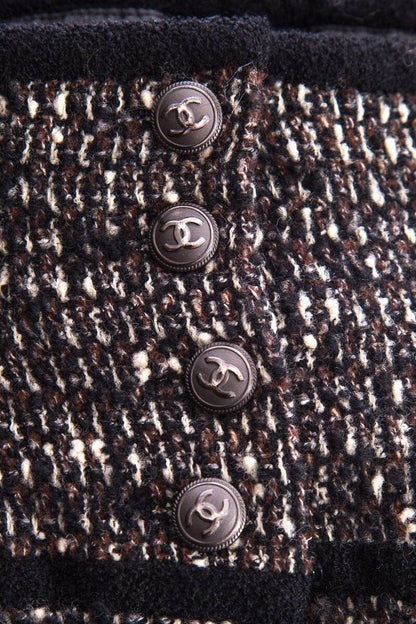 Chanel FW '06  Black & Brown Tweed Mini Skirt SZ 36