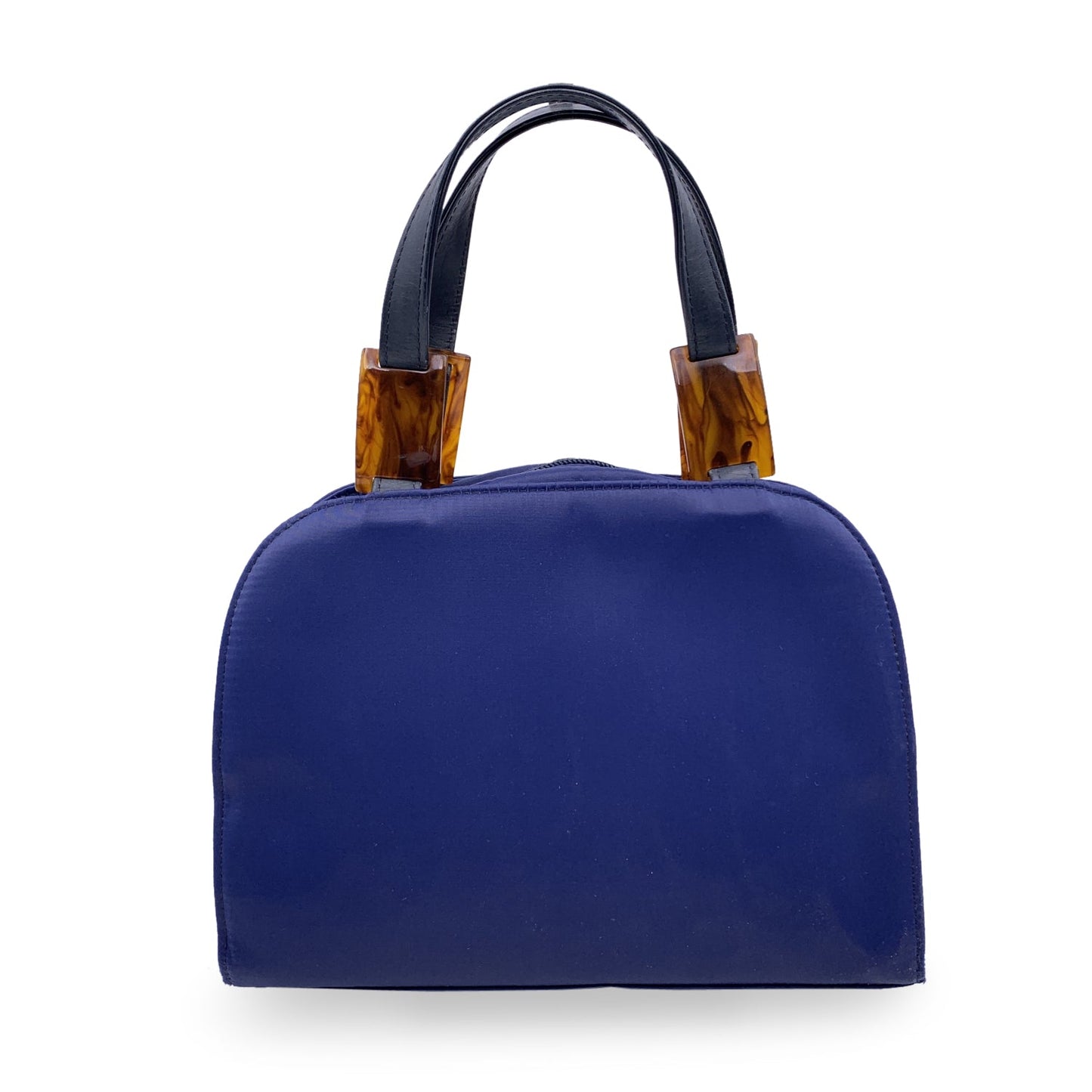 Yves Saint Laurent Vintage Blue Canvas YSL Logo Satchel HandBag